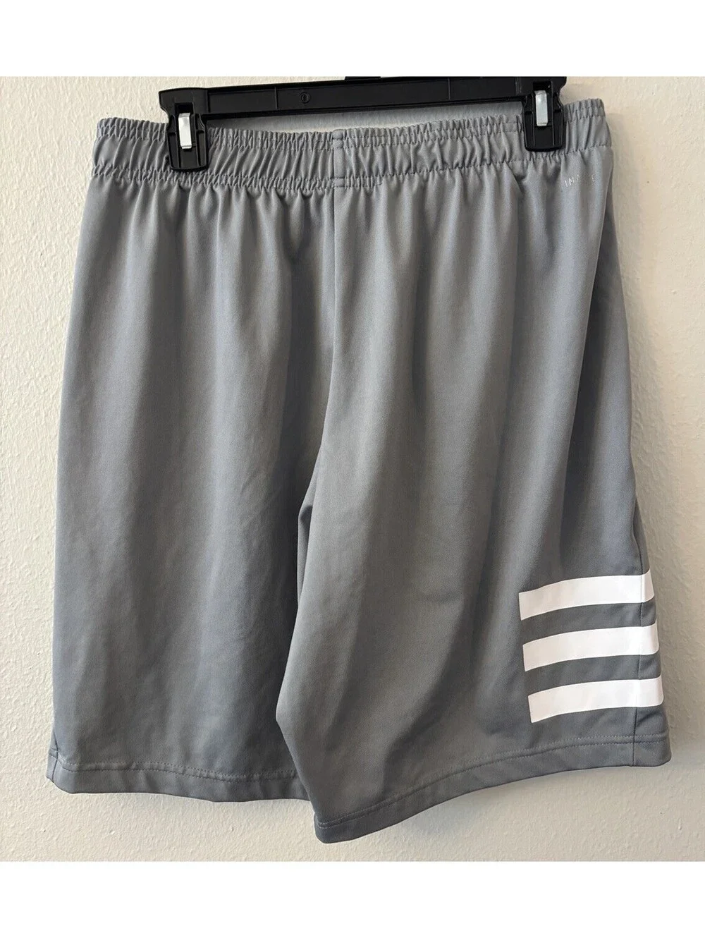 Adidas CLIMLITE Men’s Athletic Shorts - Medium Gray/White Drawstring Pockets